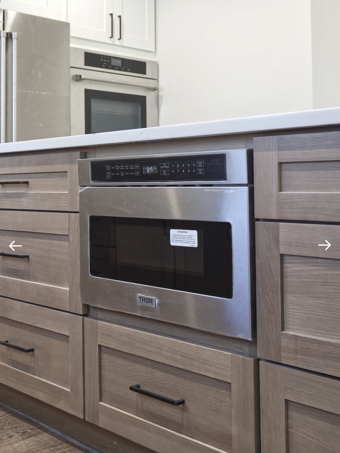 Thor microwave drawer in island